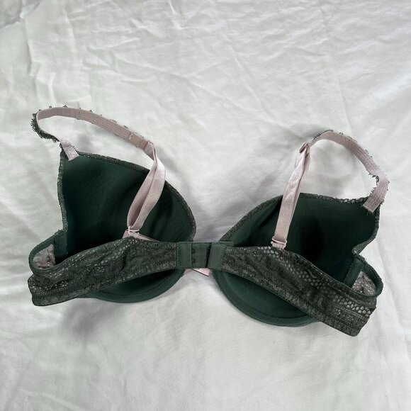 Victorias Secret Green Lace Lined Demi Lightly Padded Underwire Bra Size 36C - Picture 6 of 11